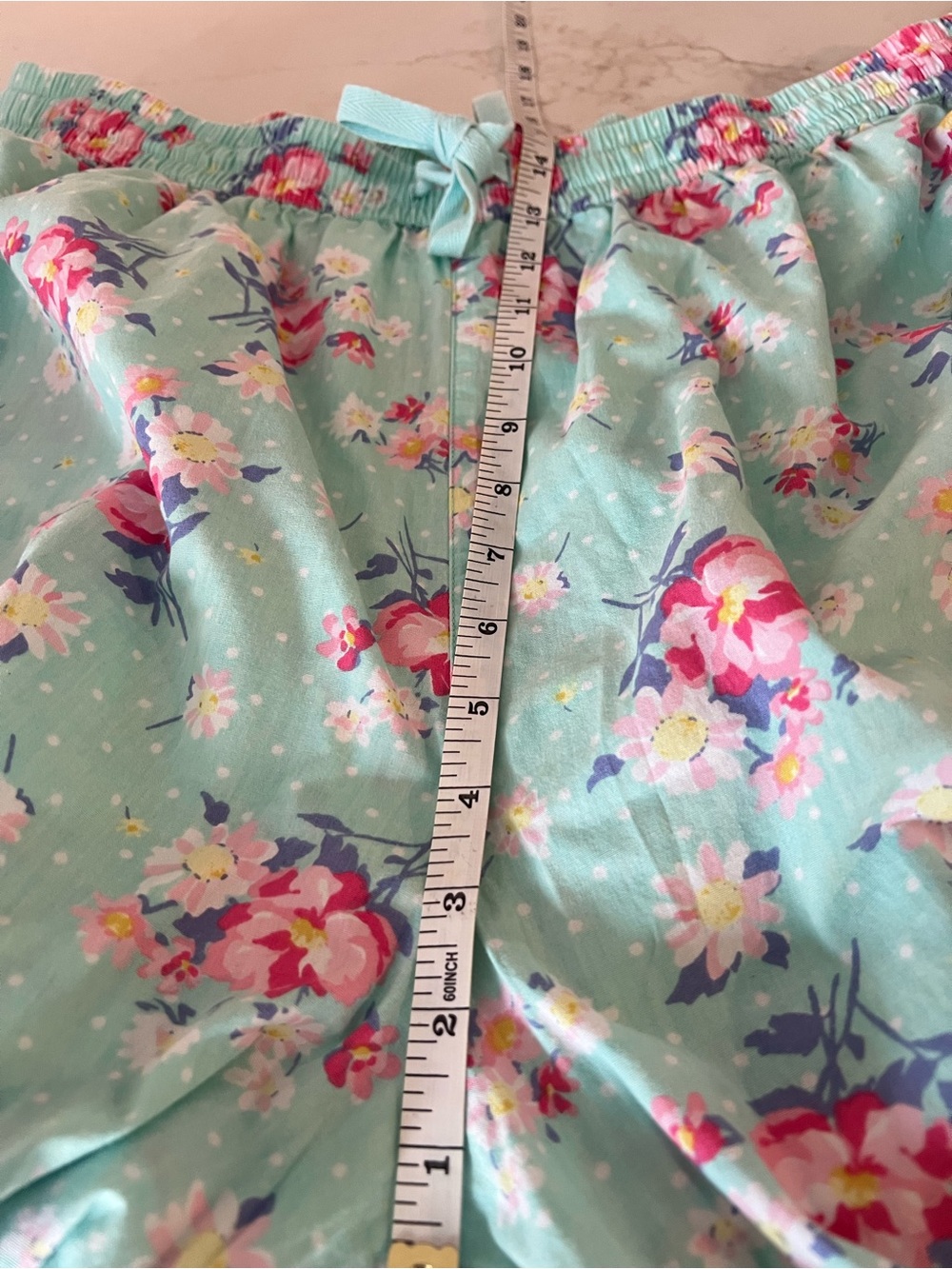 Dreams & Co. Aqua Floral 100% Cotton Pajama Lounge Pants Cottagecore L - Picture 11 of 12